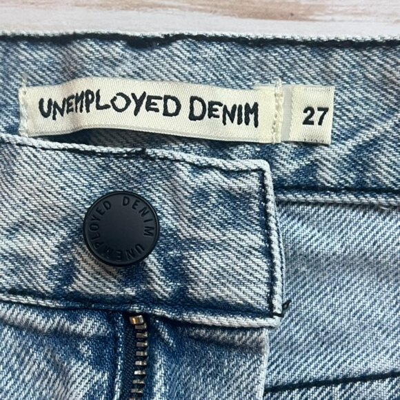 Unemployed Denim Straight Leg Jeans Distressed w/Star Patch Appliqués Size 27 - Picture 10 of 11